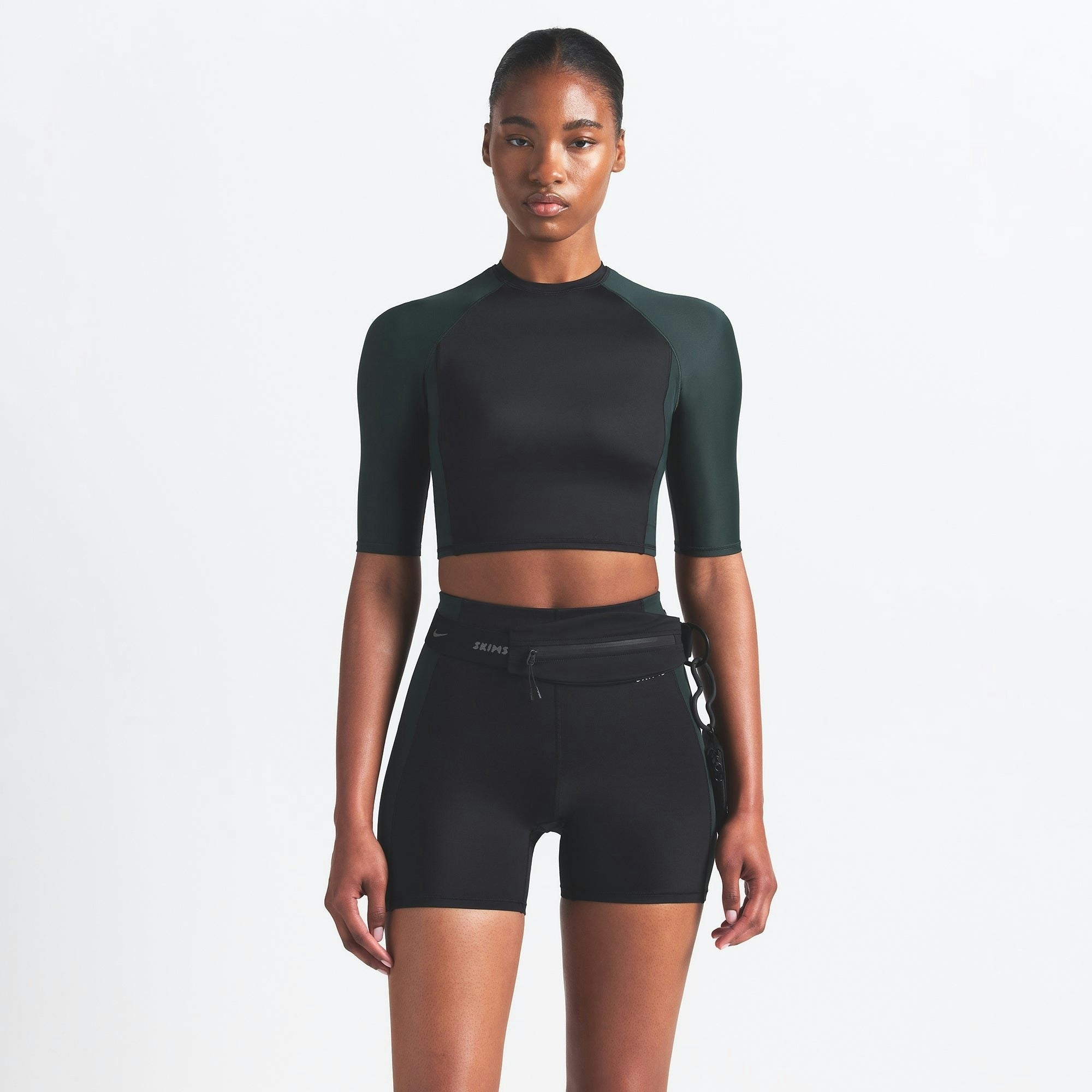 PADDED HALF SLEEVE CROP TOP