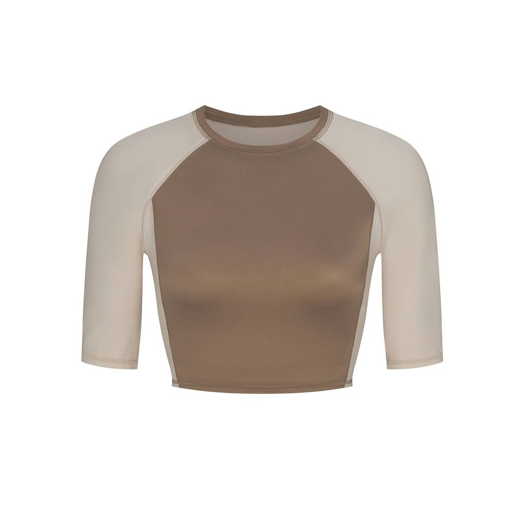PADDED HALF SLEEVE CROP TOP