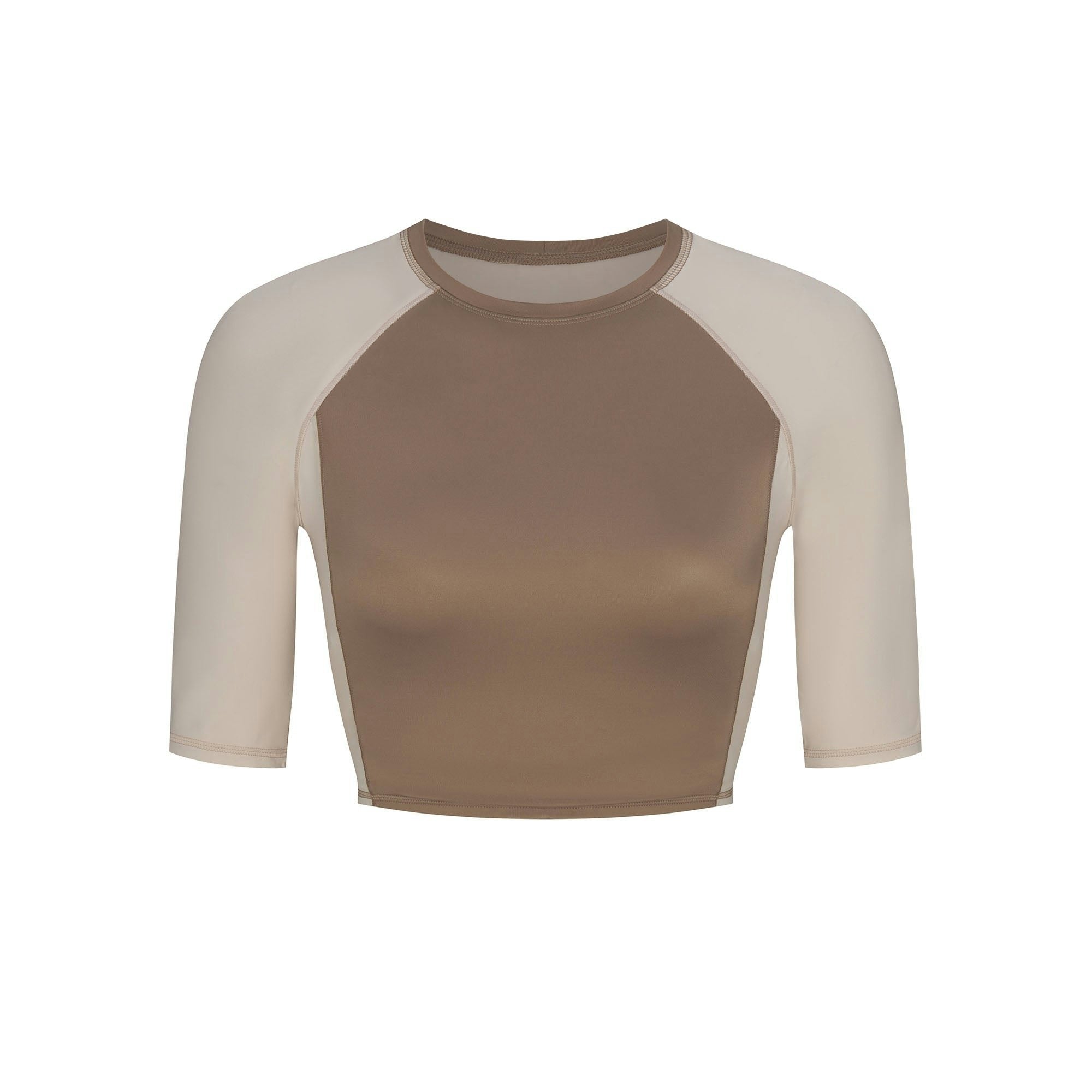 PADDED HALF SLEEVE CROP TOP