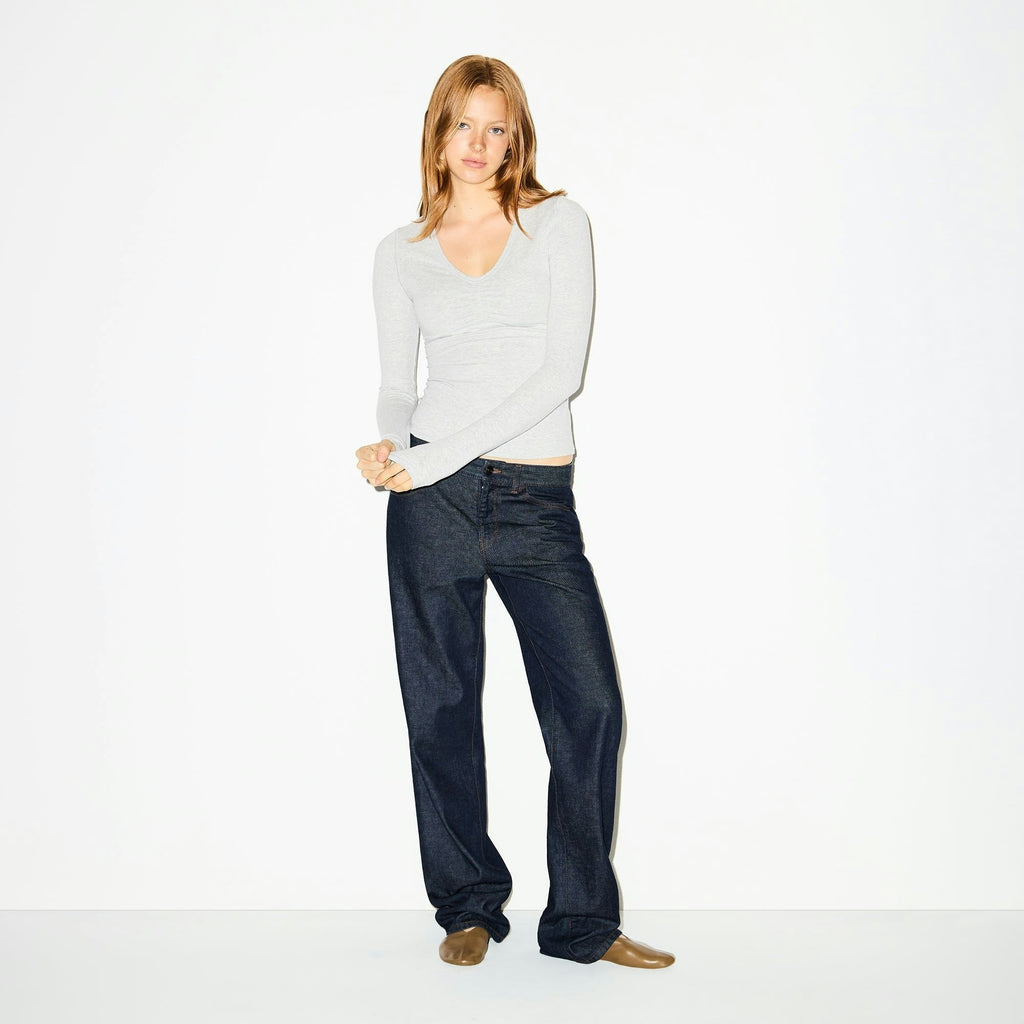 SHIRRED BUST LONG SLEEVE