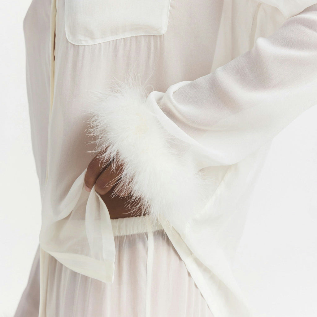BRIDAL SLEEP FEATHER TRIM LONG SET